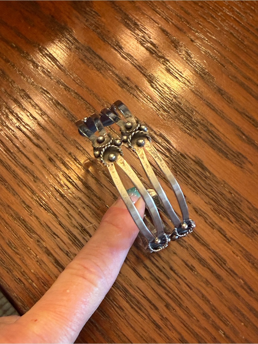 Silver-Tone Triple Strand Decorative Women's Bracelet